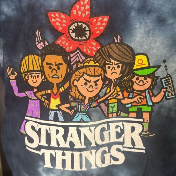 Netflix Stranger Things Kids Unisex Blue Tie-Dye T-Shirt Size M 8 NEW - Picture 3 of 6